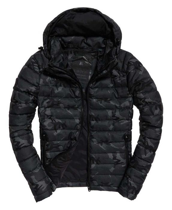 Мъжко яке с качулка Fuji с двойно закопчаване от туид Superdry.