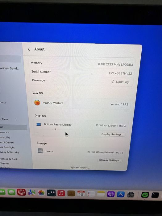 Macbook pro  13 inch 1 tb memorie