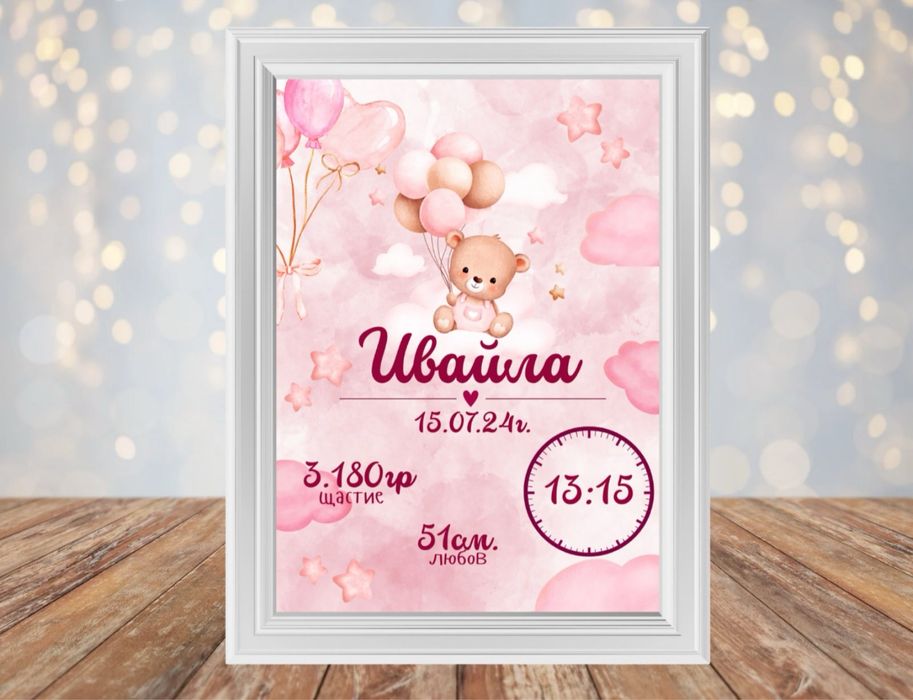 Бебешка визитка А4 или 13/18