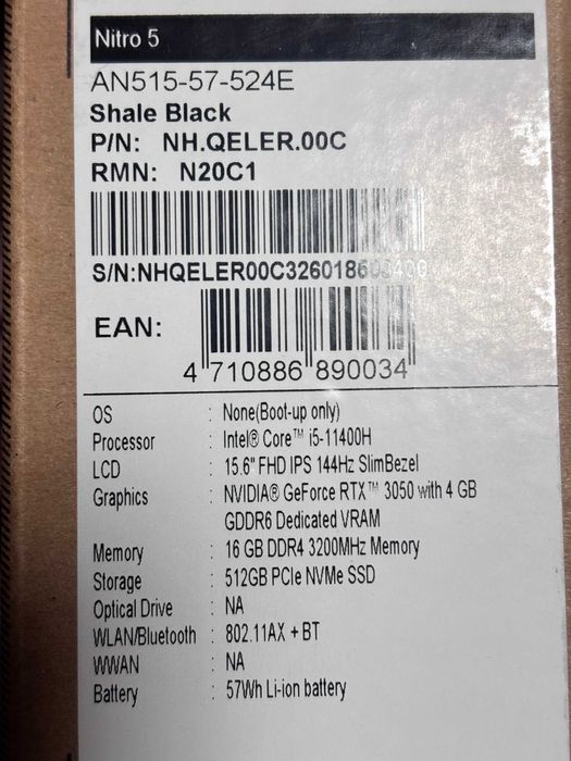 Acer Nitro 5. Core i5 11400h. RTX 3050.  Ssd 512gb. Ram 16gb.