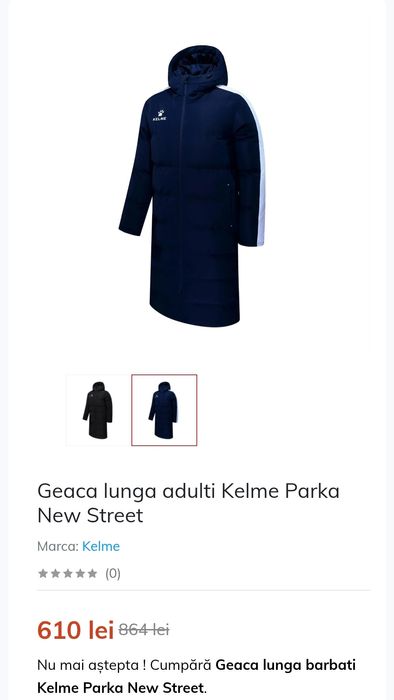 Geaca lunga adulti Kelme Parka New Street - M