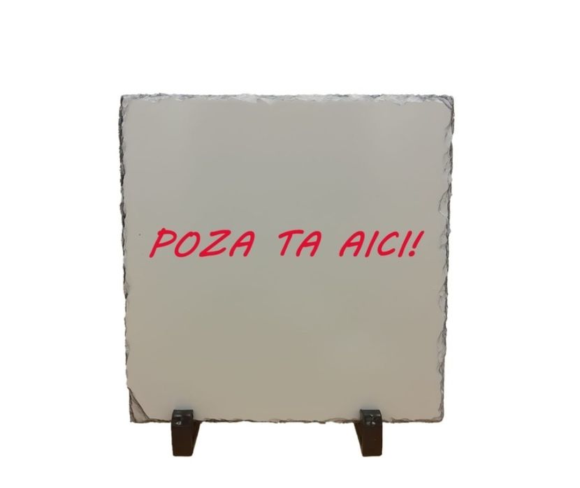 Placa ardezie personalizata 20×20cm cu suport