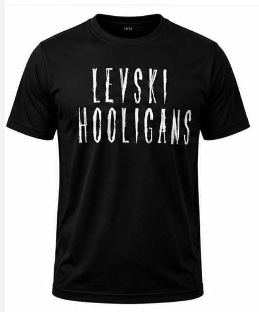 Мъжка тениска Левски София Утрас Hooligans Levski Sofia размери от С до 5ХЛ футболна ултрас фланелка