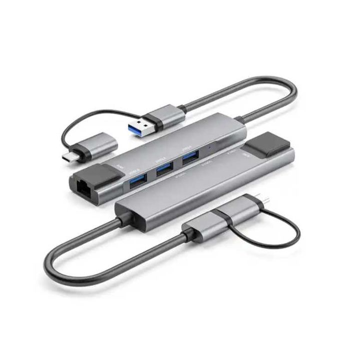 usb хаб Boyuan CK-00323A алюминиевый с RJ45 1000mb usb 3.0 5 in 1