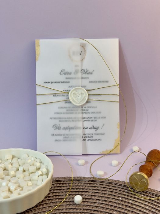 Invitatii nunta, botez, plicuri bani, meniuri, papetarie evenimente