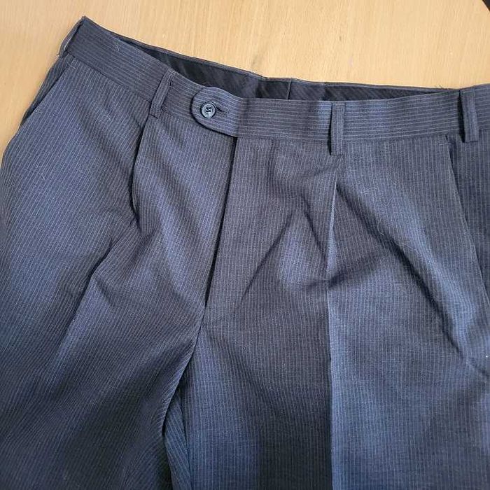 Pantaloni barbati 45% lana negru cu dungi M-L