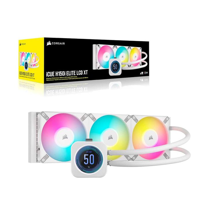 !Жидкостн.охлад.Corsair iCUE H150i ELITE LCD XT White 360mm|Цена с НДС