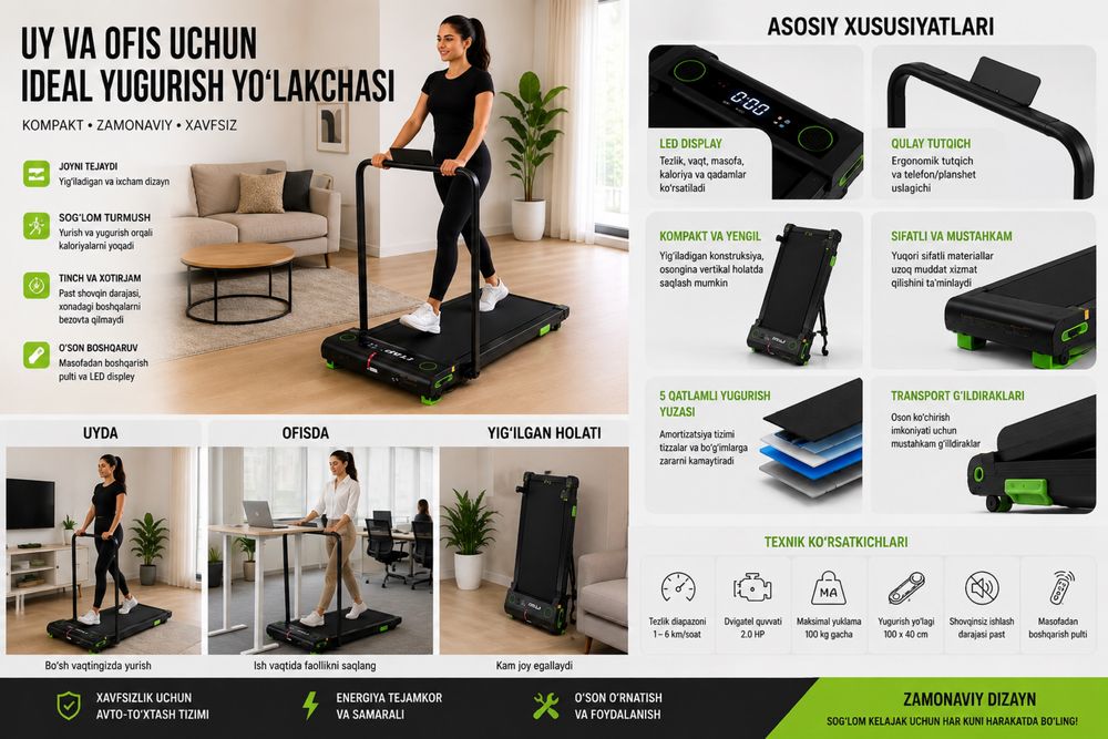 Uy va ofis uchun yugurish yo’lakchasi (Walking Pad)