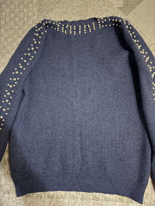 Bluza dama albastra cu perle S/M