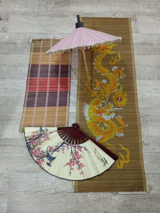 Китайский веер картина с драконом и зонтик для интерьера