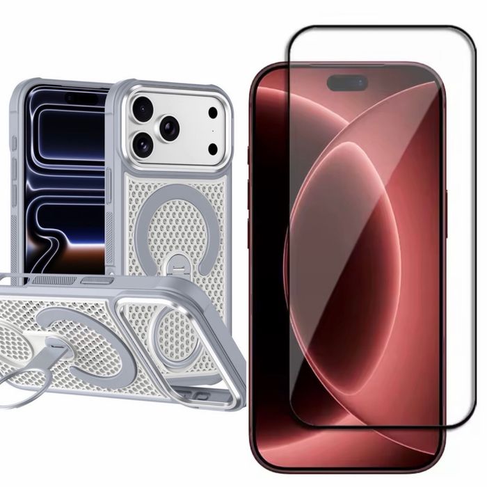 Iphone 17/18 PRO MAX Husa Magsafe Stand + Folie Sticla Full Edge