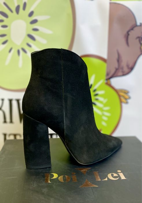 Луксозни италиански дамски боти с ток Poi Lei естествена кожа 36-38