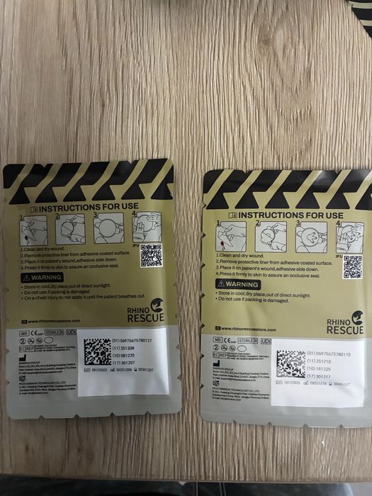Заглавие: Комплект оклузивни превръзки Rhino Rescue Chest Seal (Vented + Non-vent)