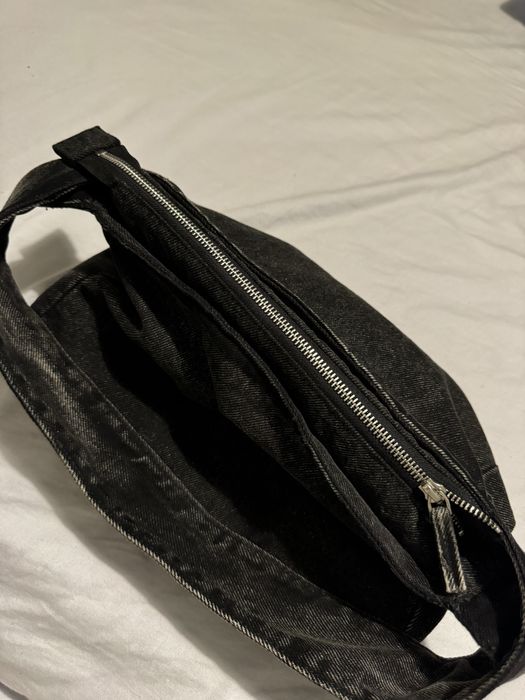 дънкова сиво-черна чанта h&m