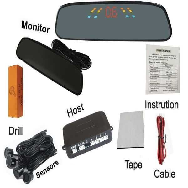 Парктроник система с огледало Automat, Монитор за паркиране, 4 датчика