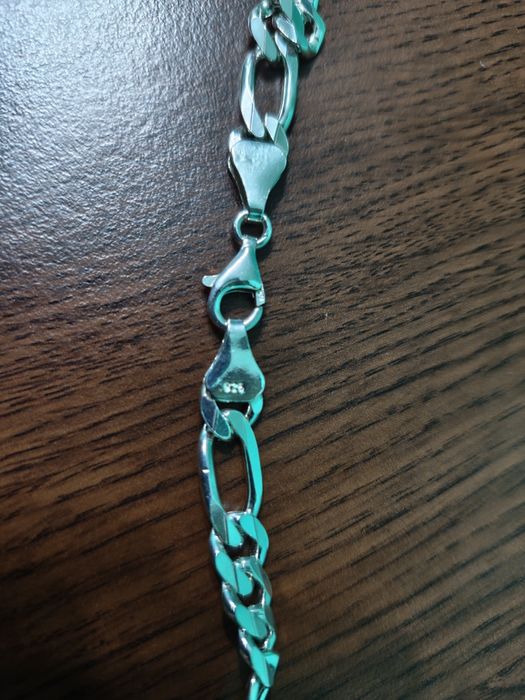 Масивен мъжки сребърен комплект синджир и гривна 925 проба,126грама