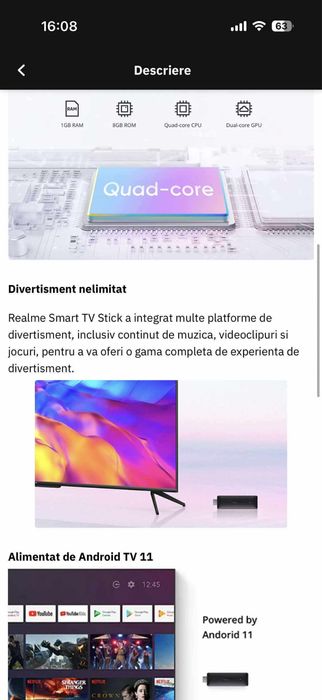 Chromecast Mediaplayer REALME Android TV 11 Stick