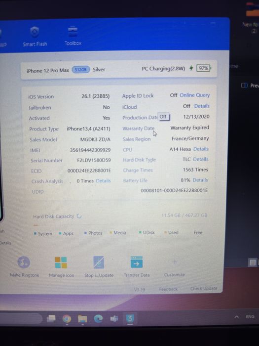Iphone 12 pro max 512gb defect.