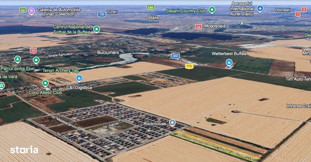 Teren 13.124 mp cu PUZ lotizare locuinte P+2E | Buftea | Investitie