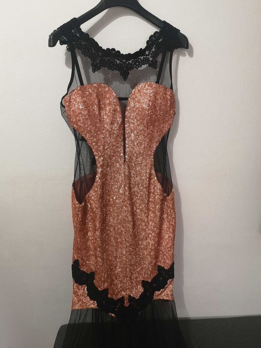 Rochie lunga cu paiete și dantele Chanttal