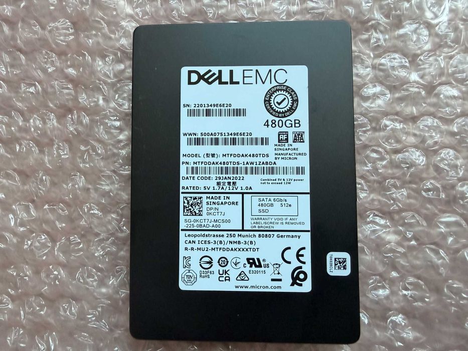 Dell Micron 480GB SATA 6Gb/s SSD 100% Health – корпоративен твърд диск за сървър MTFDDAK480TDS