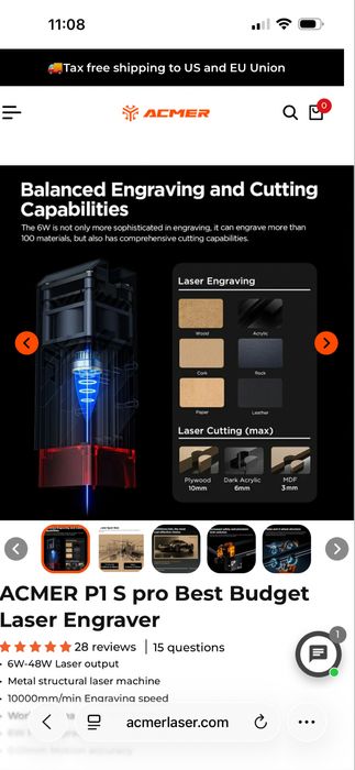 ACMER P1 S pro Best Budget Laser Engraver лазер