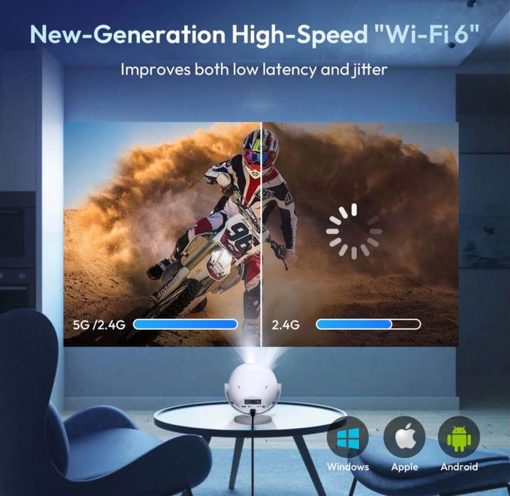 XGODY A2 Gimbal преносим проектор Android 11 WiFi6 Bluetooth