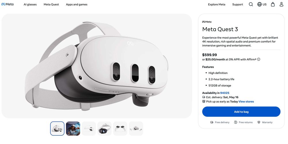 Очки виртуальной реальности Meta Quest 3 и 3S