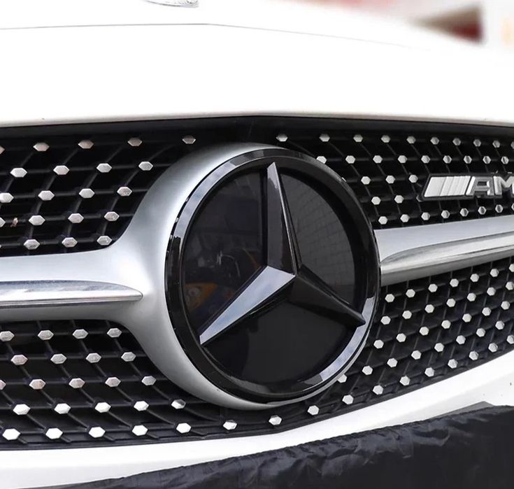 Carcasa Emblema Grila Mercedes Benz 18.8 cm Negru Lucios