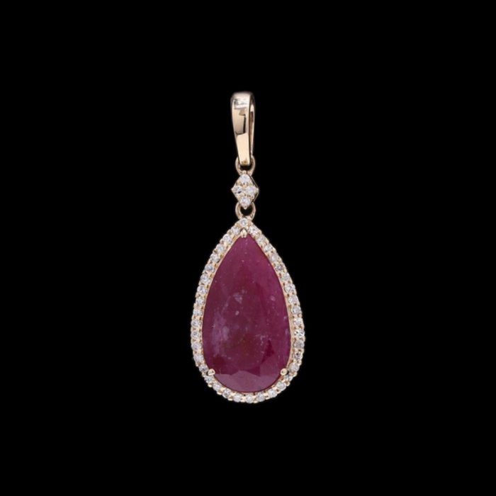 Pandant din aur cu rubin natural si diamante naturale