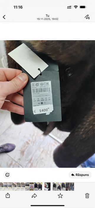 Palton Scurt cu 2 Fete Piele Naturala si Blana naturala 100% Originala