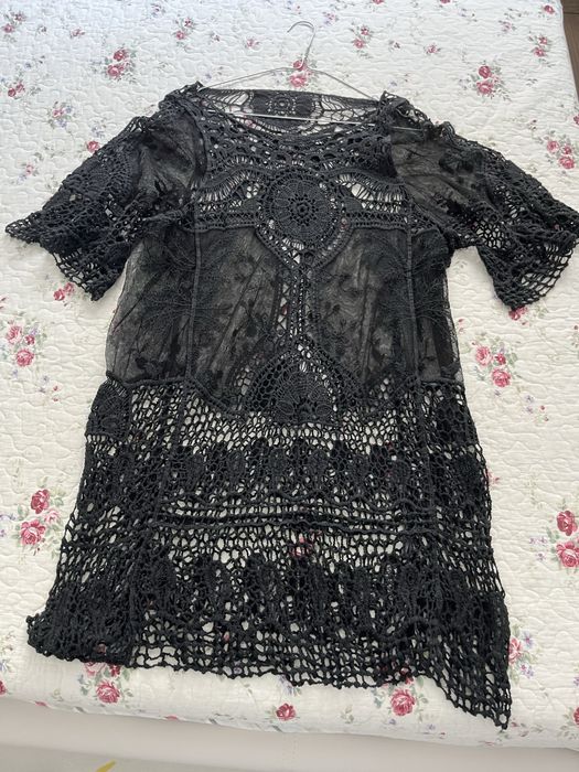 Rochie dantela, model deosebit, culoare neagra