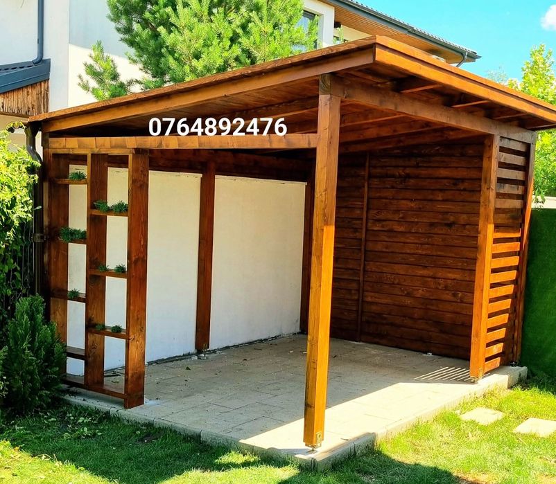 Foisor pavilion din lemn 4x3m Bucuresti montaj 4 ore terasa foisor per