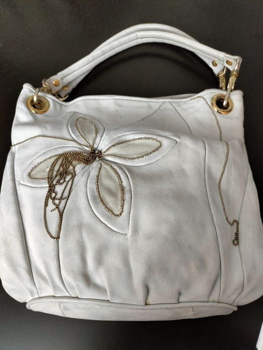 Сумка белая кожаная европейская