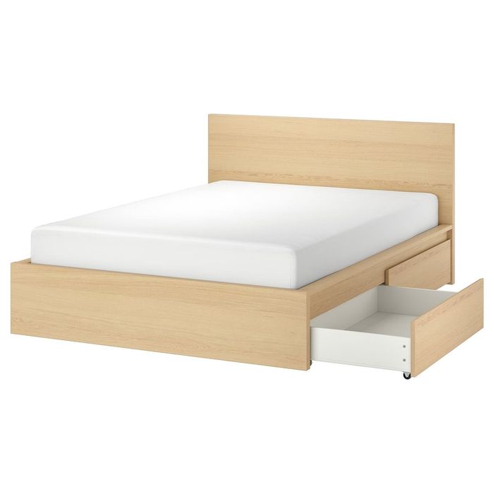 Pat Ikea Malm cu lăzi depozitare și saltea spumă Jysk