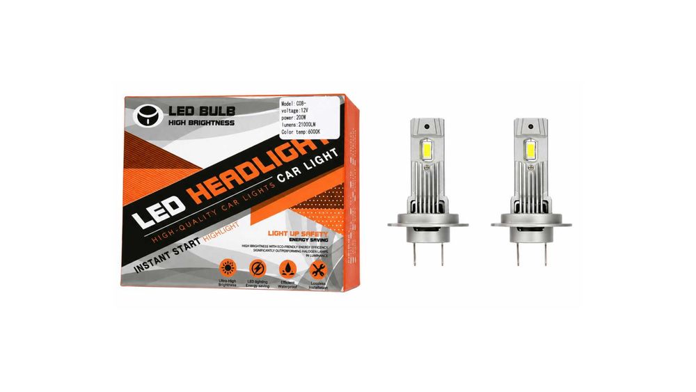 Set 2 becuri LED auto H7 Canbus C08, 20W, 21.000 lm, 6000K, cu ventilator