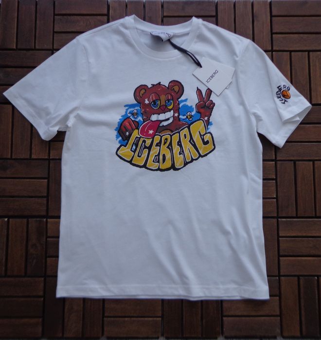 Мъжка тениска Iceberg White T-shirt with Bear Vxmee Logo