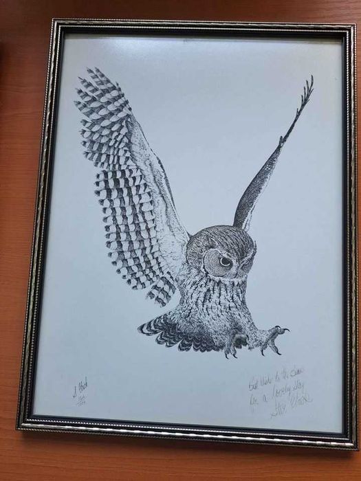 2 tablouri creion semnate-dedicatie provenienta Anglia