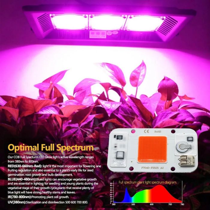 Led 50W AC 220V pentru plante spectru complet nu necesita lipire