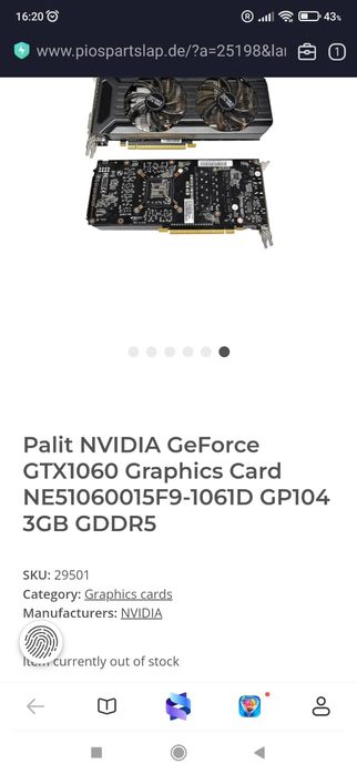 Видеокарта NVIDIA GTX 1060