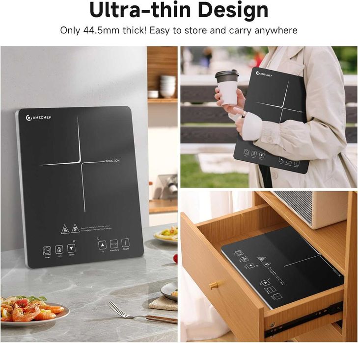 Преносим Индукционен Котлон AMZCHEF, 20 Температурни Нива, 2000W