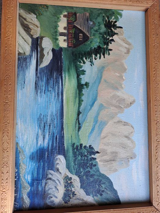 tablou pictura pe panza 44/31 cm semnat