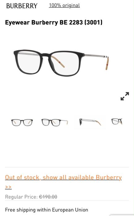 Vand rame ochelari Burberry barbati