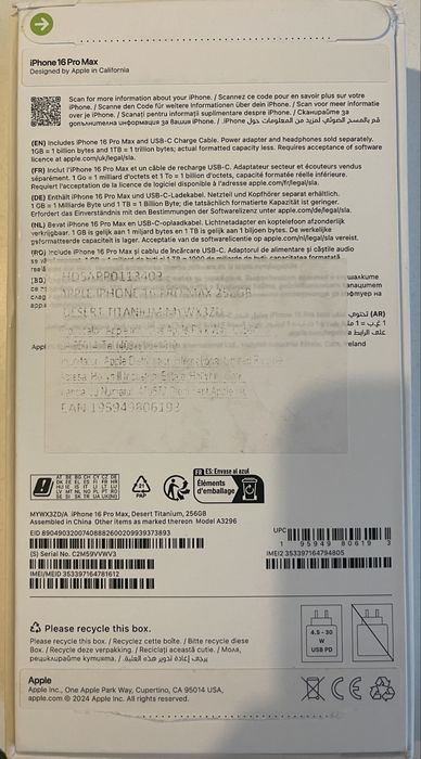 Iphone 16 pro max 256 g//baterie 100%