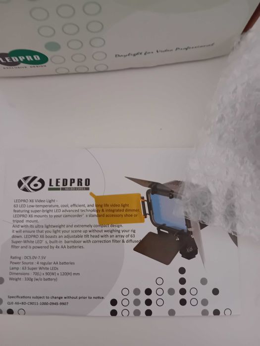 Lampa LedPro X6 foto video