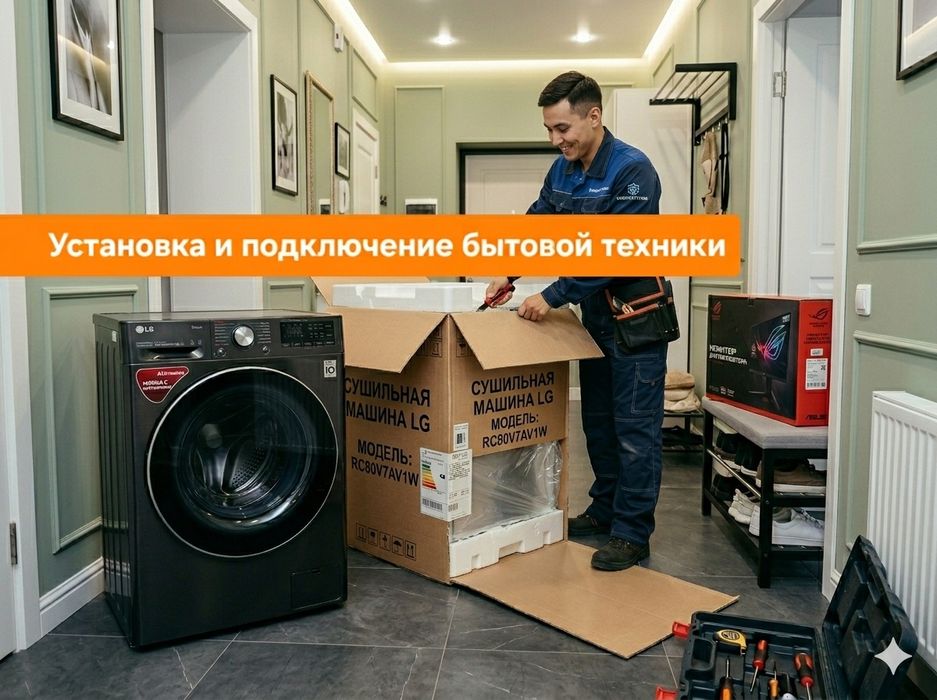 Установка бытовой техники. Услуги электрика, мебельщика, сантехника