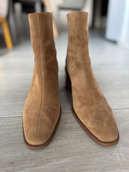 Botine Mango piele intoarsa maro