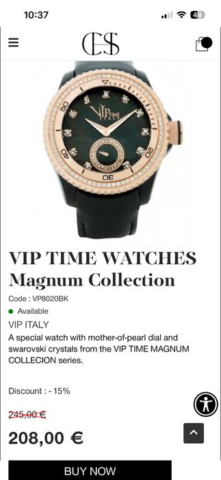 Часовник VIP Time Italy със Сваровски кристали и седеф