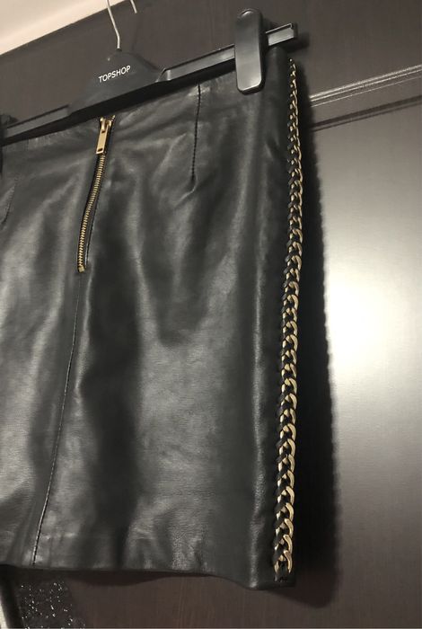 Fusta scurta din piele mango marime 34 fusta piele mango 34 fusta noua