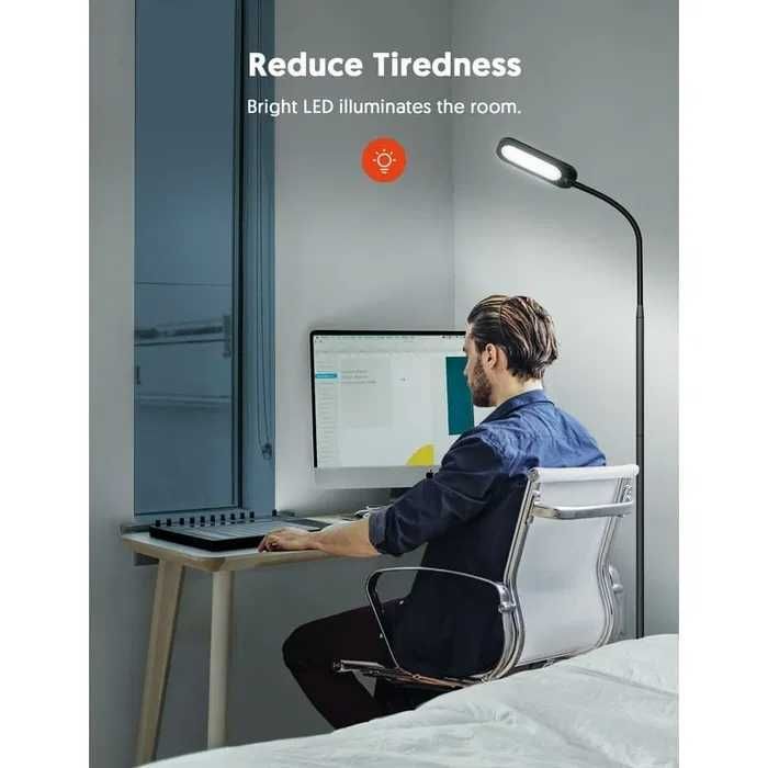 Подова лампа TECKIN, димируема черна лампа с 5 цвята и 4 яркости